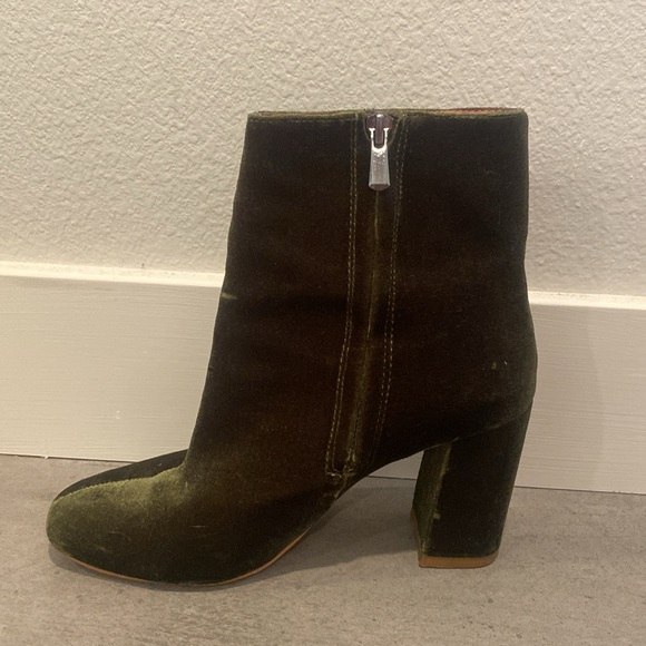 Jaggar Dark Green Velvet Ankle Boots - Picture 6 of 11